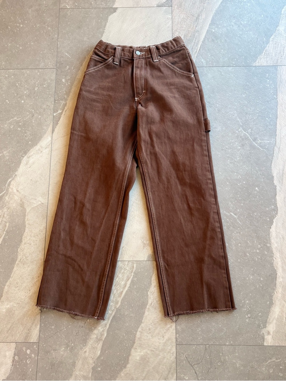 Brandy Melville High-Rise Straight Leg Brown Denim Pants
